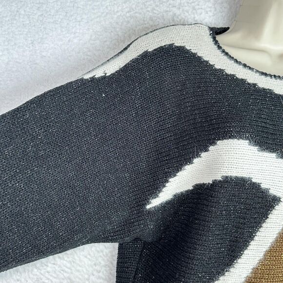 VTG 80s 90s Erika Sweater Large Black Brown Abstract Angora Lurex Knit Shimmer - Picture 5 of 11